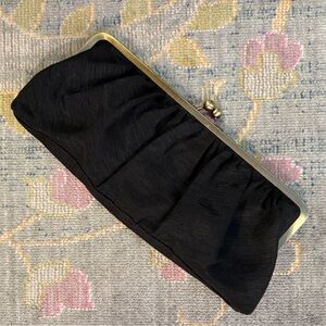 Black Formal Clutch Bag with Gold Bronze Detail